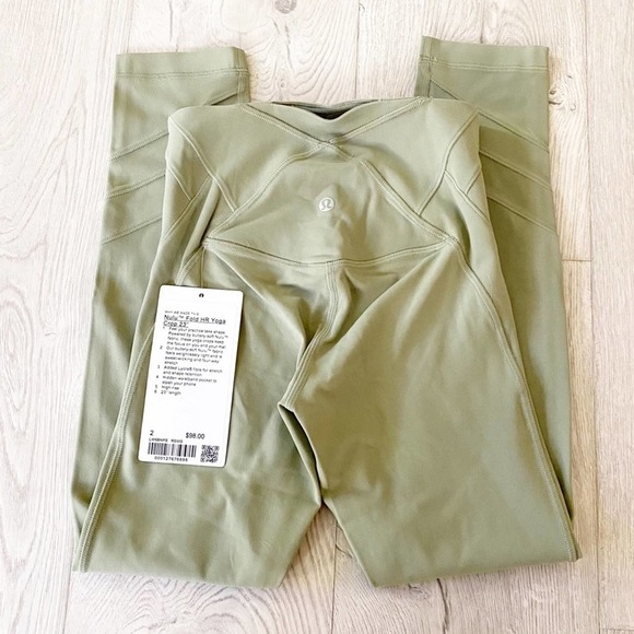 Lululemon Nulu Fold Yoga High Rise Crop Leggings 23” Rosemary Green - Picture 8 of 8